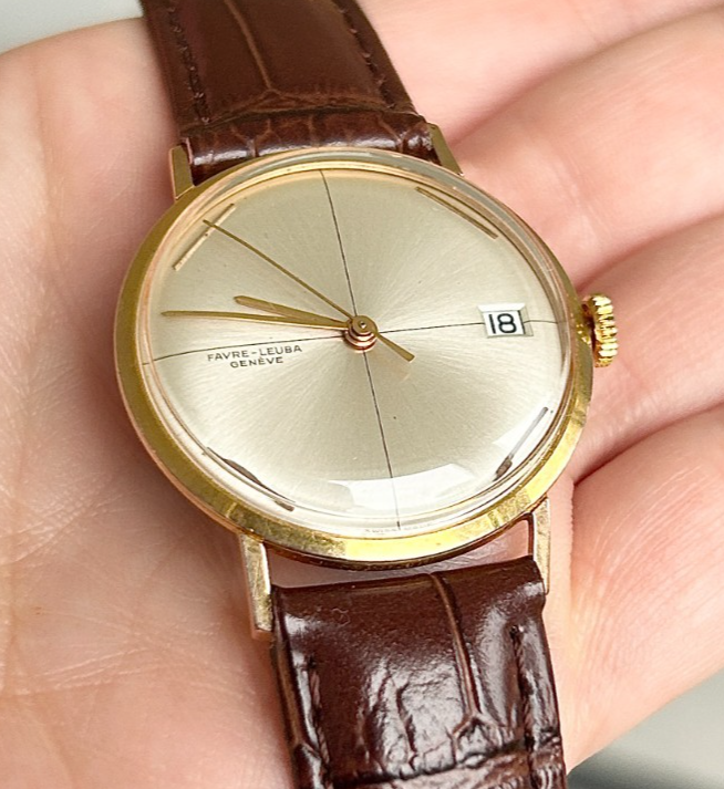 A Vintage Gold Plated Favre-Leuba Geneve Daymatic Automatic Dress