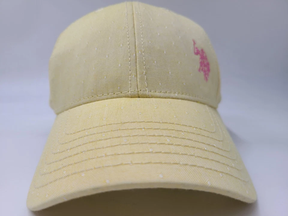 Mujeres EE. UU. Polo Assn Gorra Ajustable Algodón Informal Poni Caballo Logo Amarillo Rosa Foto 2 de 4