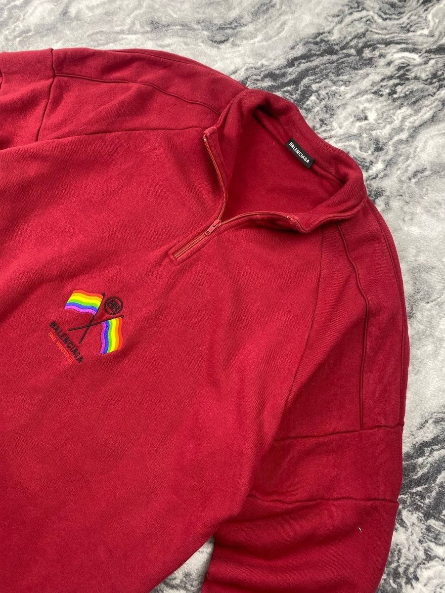 Balenciaga Rainbow Flag Sweatshirt 1/4 Zip Men Size XL Red | eBay