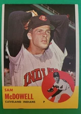 1963 Topps SAM McDOWELL #317 Cleveland Indians EX Clean&Smooth, Brilliant Color