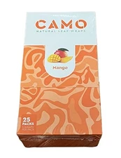 Camo Rolling Papers Box 25 Packs Natural Leaf 5 Sheets Per Pack Plus Scoop Card
