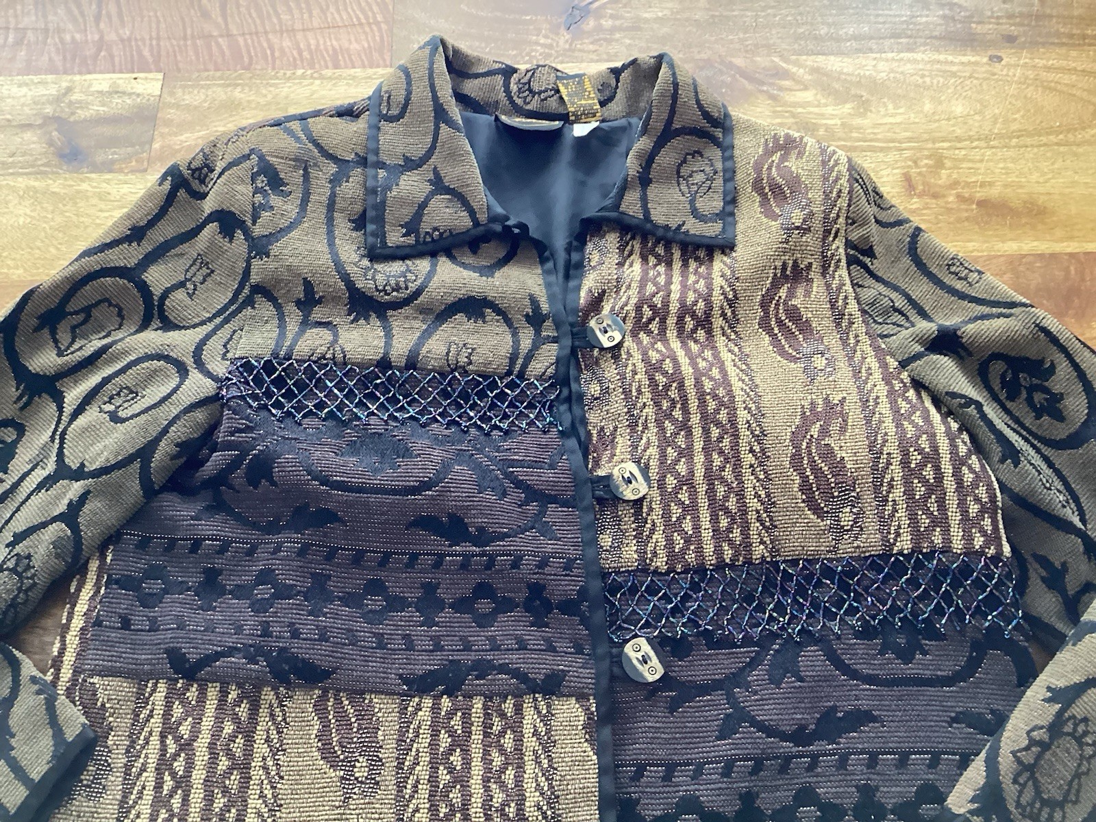 Vintage Allure Patchwork Lined Jacket /blazer Sz L - image 5