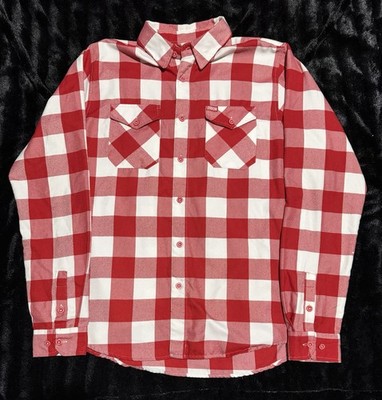 Dixxon Flannel Shirt Mens Large Tall Red White Plaid The Otto Button Down Biker