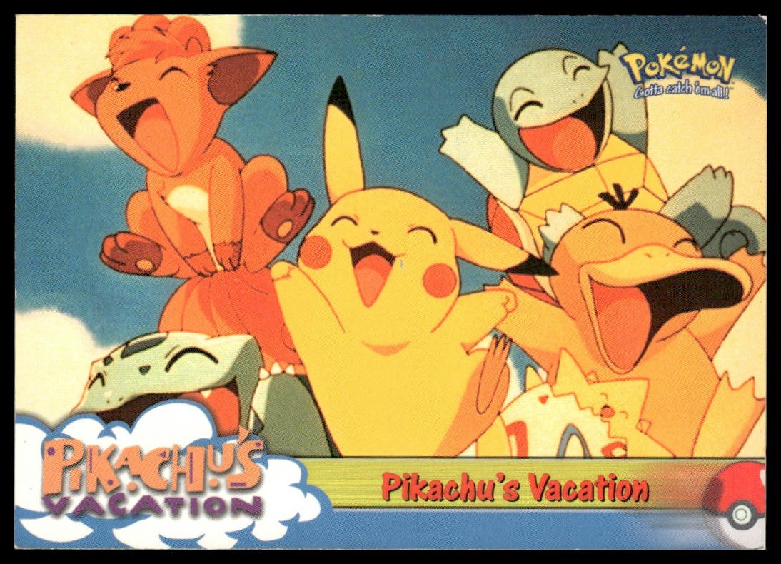 Topps Pokemon Pikachus Vacation #42 Pikachus Vacation Black Logo 1999 LP