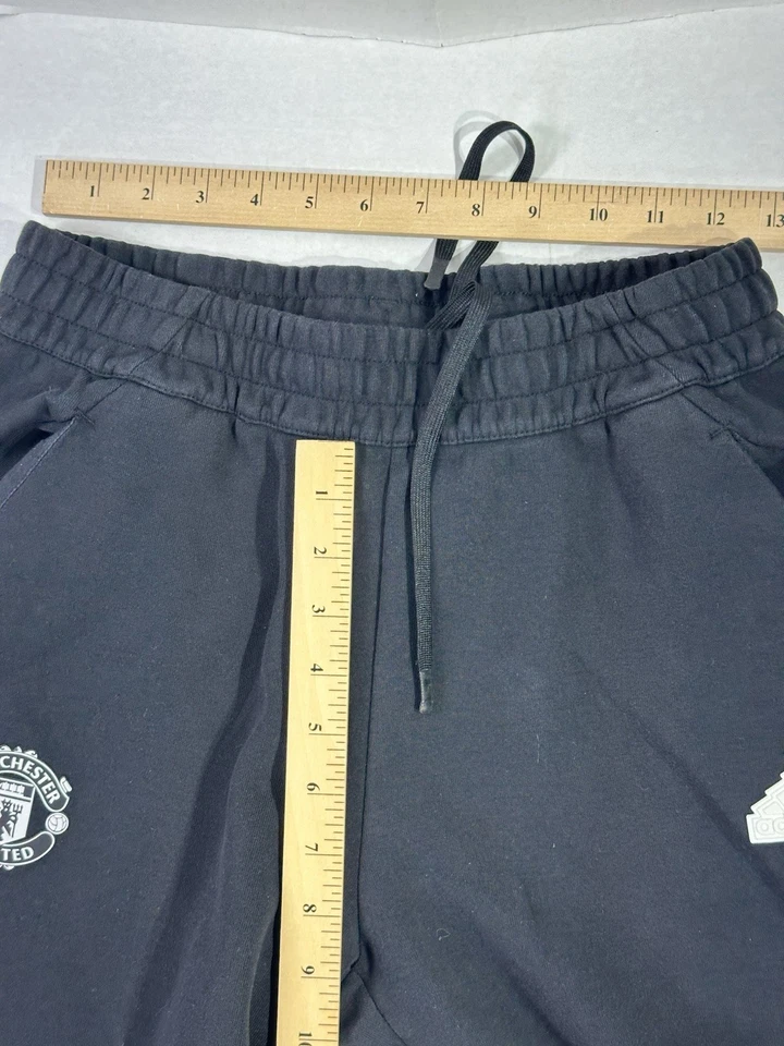 Pantalones de chándal Adidas Manchester United para hombre talla L negro rojo ribete fútbol Foto 4 de 4