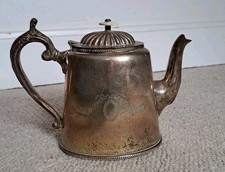 alte massive englische Teekanne - Kanne Messing versilbert - englischer Stil UK