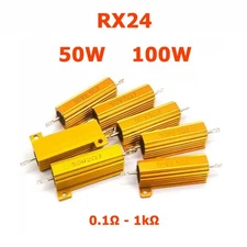 RX24 High-power Cement Resistor 50W/100W Gold Aluminum Shell 0.1-1k Ohm 0.1Ω-1kΩ