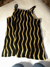 Girls black gold stripe dance dress sleevless leotard costume size child xs-s