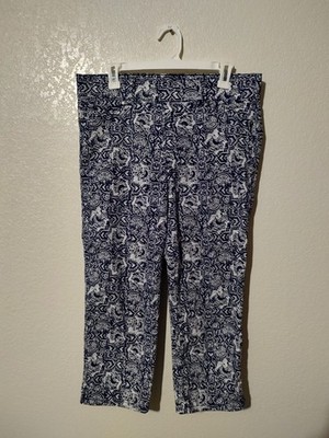 gloria vanderbilt high rise capri 10 Shape Effect Stretch Blue White Pattern