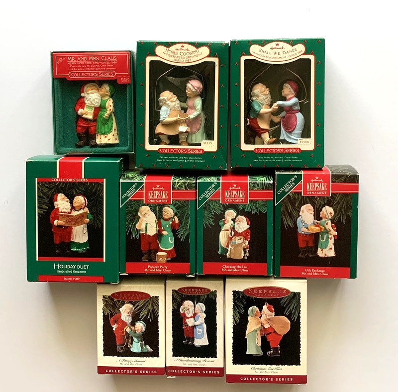 Hallmark Ornament Collector's Series (1986-1995) - MR. and MRS. CLAUS - Complete