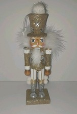 Holly Adler Hollywood Christmas Nutcracker Gold Silver Glitter 10"