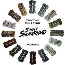 THIN ROUND TWO TONE COLORFUL SHOELACES LACES SNEAKERS BOOT HIKING WORK