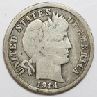 1914-D 10c Barber Silver Dime - RAW - Nice Denver Minted Coin