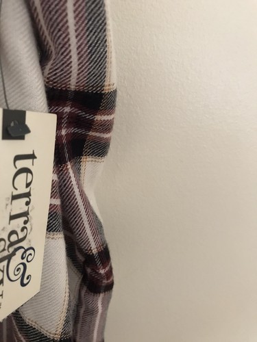 Terra & Sky - Button Front Blouse - 0X(14W) - Purple / White Plaid NWT - Picture 8 of 9