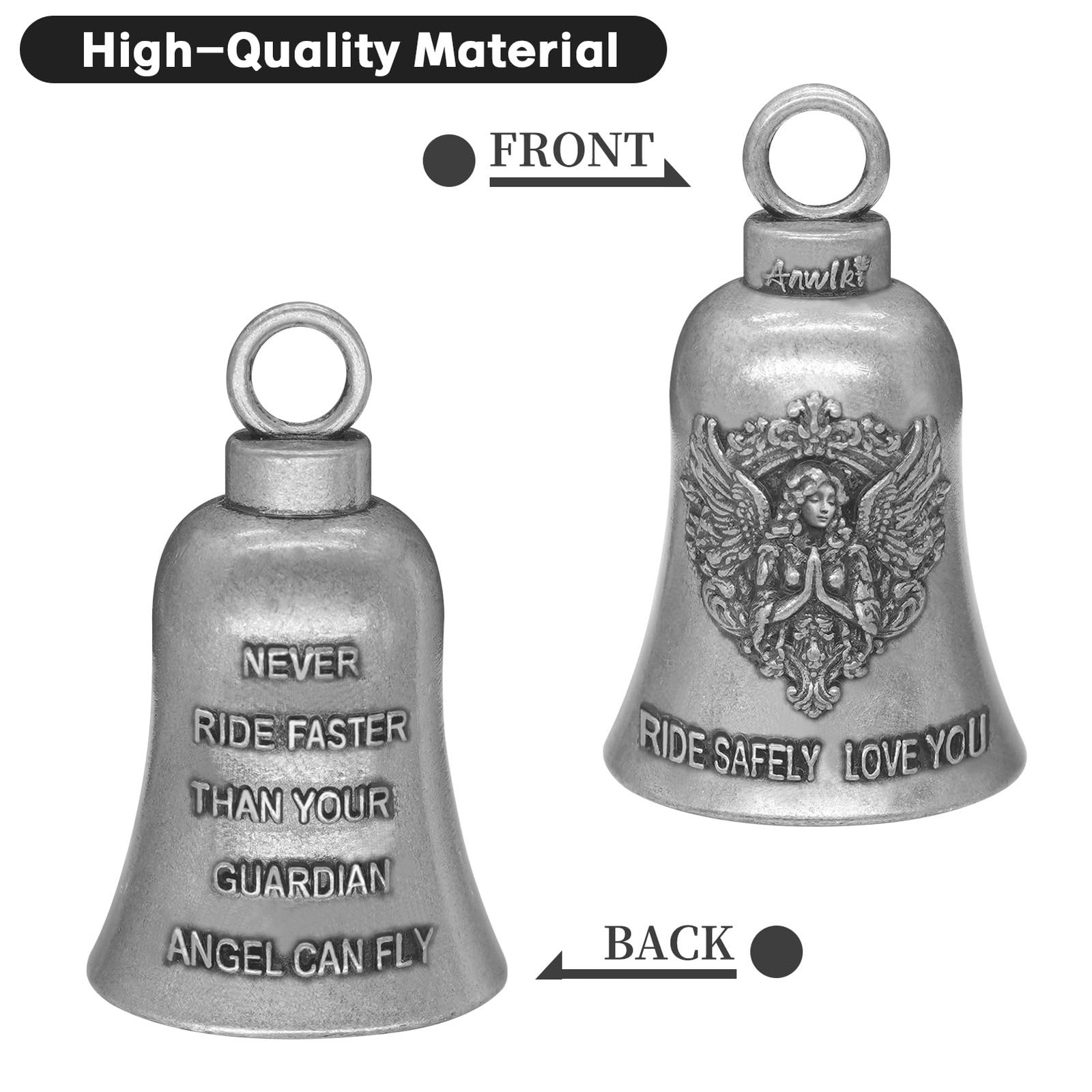 Anwlki Biker Guardian Luck Riding Bell Motorcycle Gremlin Bells with 2 Key Ch...