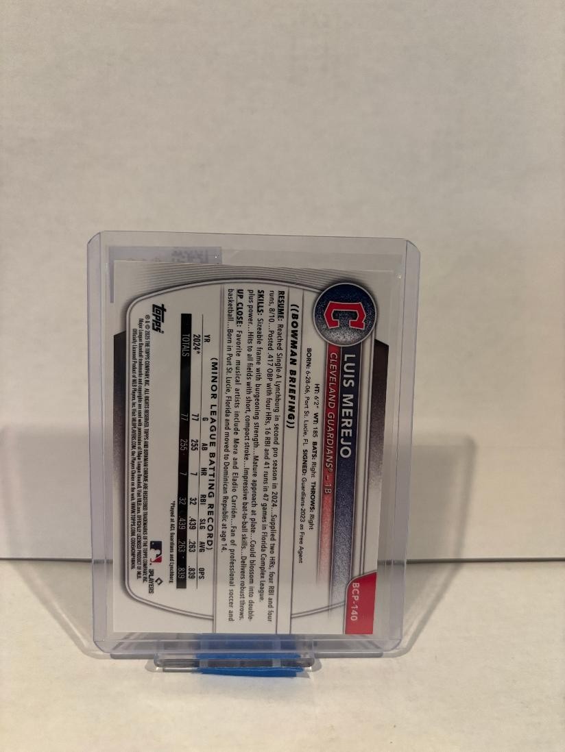 2025 Bowman Chrome Prospects Orange Geometric 22/25 Luis Merejo #BCP-140 view 2