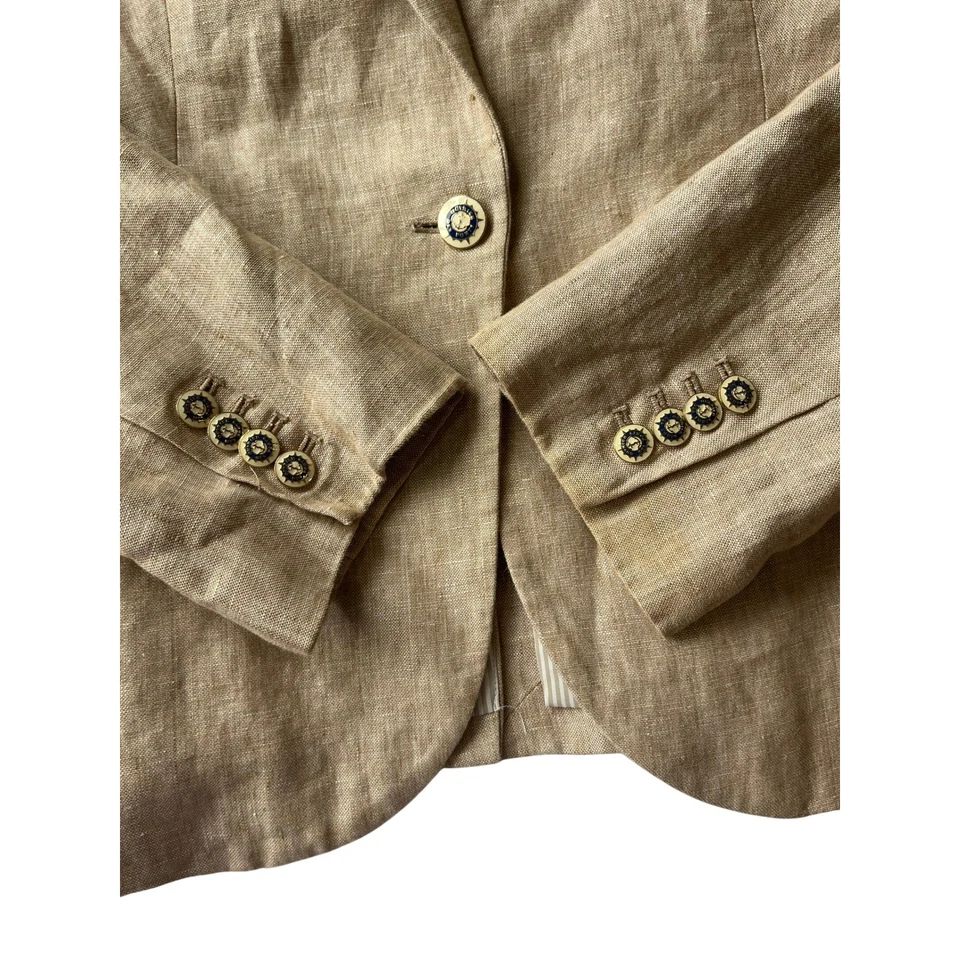 J.Crew Beige Linen wool Blend Single Button Blazer Women's Size 12 campbell - Image 3 of 4