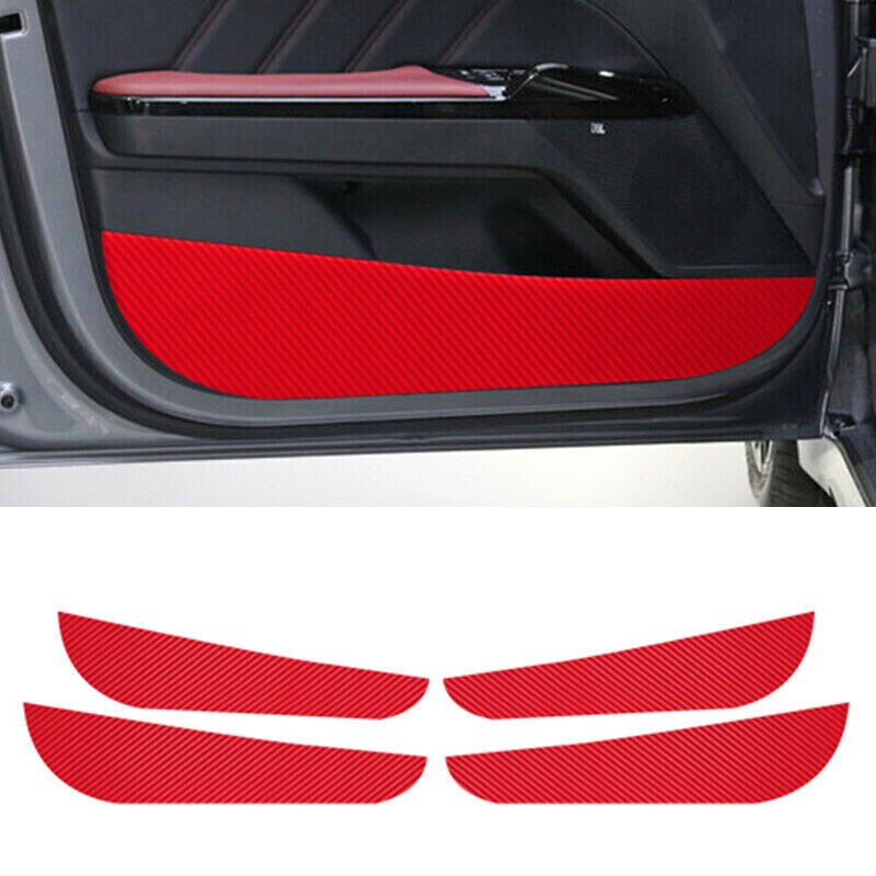For Kia K5 2021-2026 Carbon fiber Red Car Door Anti-Kick Panel Decal Cover Trim
