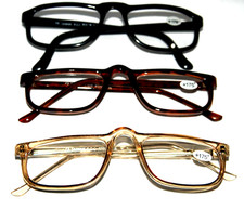 3 pair Reading Glasses Retro vintage thick frames power 1.75 men Women