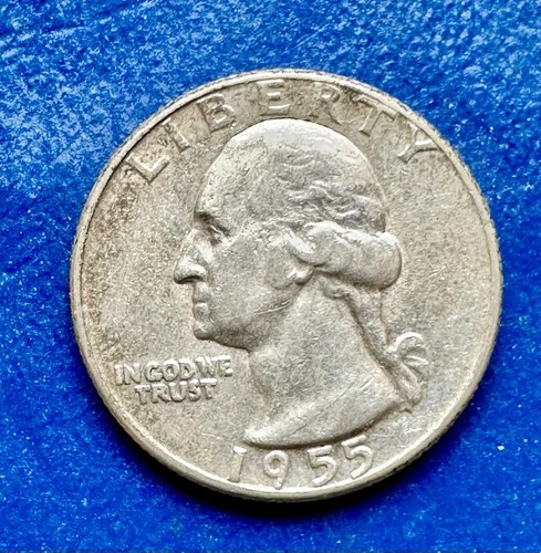 1955 Washington Quarter. 90% Silver. AU Condition. Charity Auction.