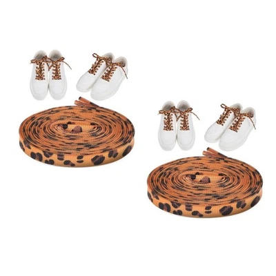 2 Pairs Schnürsenkel Mit Leopardenmuster Dekorative Ersatzschnürsenkel - Bild 1 von 4