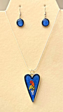 Handmade Heart Pendant Necklace  Earrings Set