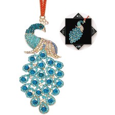 FurniGift Peacock Christmas Ornaments - Metal Peacock with Rhinestones Orname...