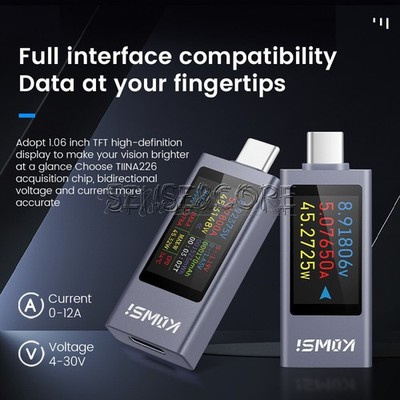 KWS-2303C/KWS-2302C/KWS-2301C DC4~30V Type-C Tester Voltage/Current Power Meter