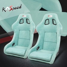 Pair J2 Fiberglass Fixed Back Large Size Racing Bucket Seats Wsliders Lake Blue