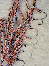 7 Yarn Wrapped Hangers Orange Black White Handmade Vintage