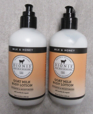 2 DIONIS  GOAT MILK  BODY LOTION  - PUMP  - MILK AND HONEY- 8.5 FL OZ  - NEW