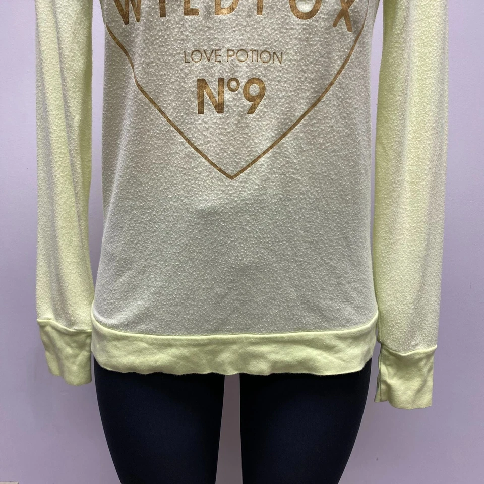 Wildfox женщин лайм зеленый длинным рукавом графический любовь зелье No 9 пуловер толстовка с капюшоном XS - Изображение 3 из 4