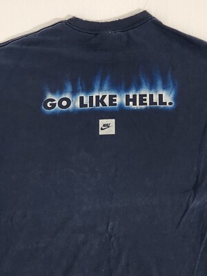 2000s NIKE グラフィックTシャツ XXL ビッグサイズ Vintage 2000s Nike Go Like Hell Flame Graphic Shirt Navy Blue 2XL