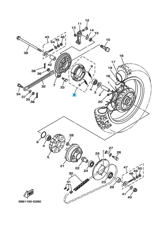 Yamaha TT-R110E 08-09 11-23 Kit Zapata Freno Rueda Trasera Original 4BE-W253E-00-00 Foto 4 de 4
