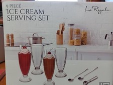Le Regalo 9 Piece Ice Cream Serving Set Spoon Ice Cream Scooper Included GIFT