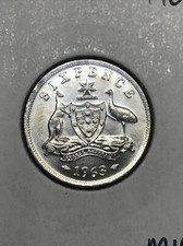 Australian 1963 SIXPENCE  OUT OF MINT ROLL CH UNC +