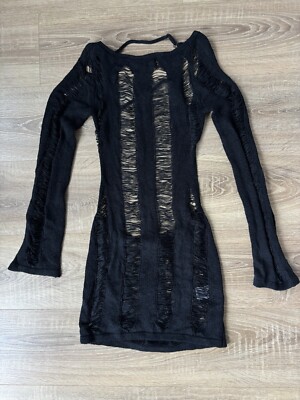 JADED London Black Umbra Shredded Mini Dress | eBay UK