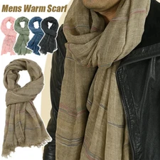 1PC Men's Bandana Scarf Tassel Long Shawl Warm Casual Neckerchief Vintage Wrap
