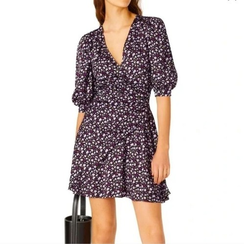Chinti & Parker Purple Floral Faux Wrap Dress, US Size 8, Womens