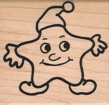 Star In Cap 2 3/4 x 2 3/4" Rubber Stamp, Celestial Stamp, Star Stamp