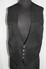 RARE EDWARDIAN ERA BLACK WOVEN SILK VEST SIZE SMALL 38" CHEST
