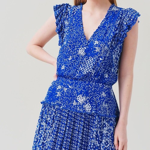 Poupette St Barth Paulina Midi Dress Blue Size Large - Picture 4 of 13