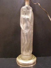 1900 Art Nouveau NUDE WOMAN Frosted Glass Bottle French Eau D Or Lady Lamp Light
