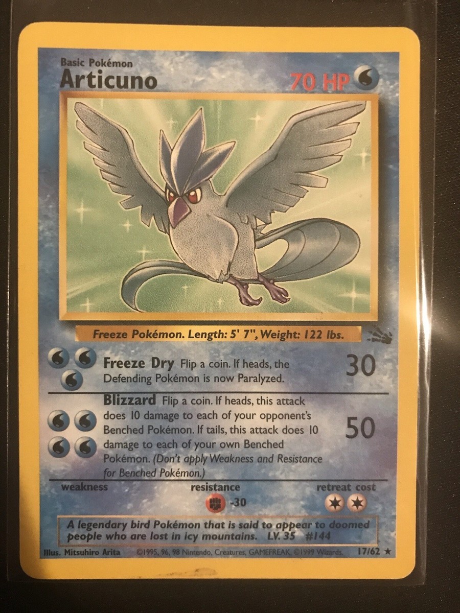 1995 articuno pokemon card value 17/62 Very Rare Toys reveal them Articuno 2/62 Fossil Holo for