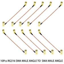 10X SMA male Right Angle to SMA male 90° Lot RF coax Pigtail coaxial cable RG316
