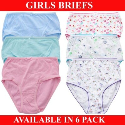 Girls Underwear Kids Soft Print 100% Cotton 6 Pack Briefs UK Sizes