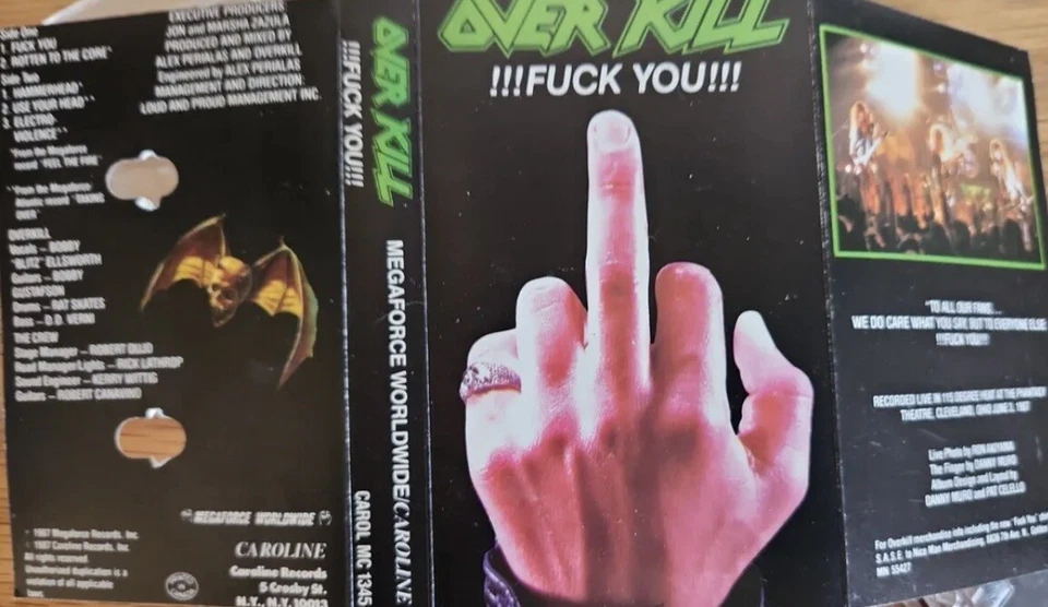 Overkill Fuck You! 1987 EP Cassette Megaforce/Caroline records RARE OOP BLITZ DD - Image 3 of 3