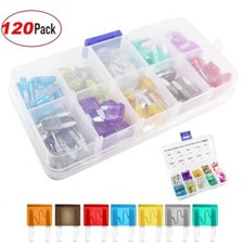 120pcs MINI Blade Fuse Assortment Auto Car Motorcycle SUV FUSES Kit APM ATM UTV