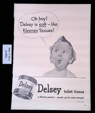 1949 Delsey Toilet Tissue Boy says it's soft like Kleenex Tissue! Print Ad 46127
