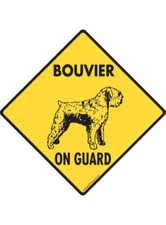 Warning Bouvier des Flandres On Guard Aluminum Dog Sign or Vinyl Sticker